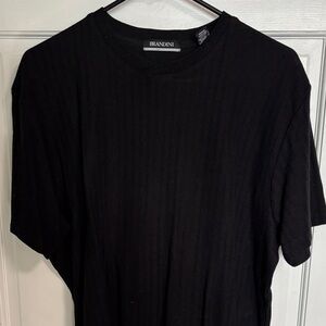 Brandini Men's Black Short-Sleeve Ribbed Knit Tee